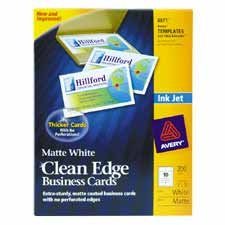 Avery 8876 Clean edge ink jet business cards, 2 x 3-1/2, ivory, 200/pk