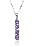 Sterling Silver Four-Stone Amethyst Pendant, 18