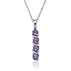 Sterling Silver Four-Stone Amethyst Pendant, 18"
