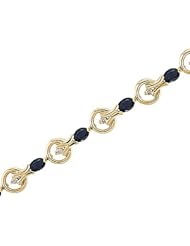 14kt Yellow Gold Oval Blue Sapphire and Diamond Bracelet
