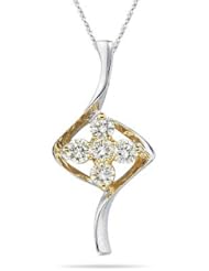 0.32 Cts Diamond Two Tone Pendant in 18K Gold