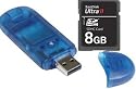 Sandisk 8GB Ultra II SD HC Card (SDSDH-8192, Bulk) & BlueProton USB 2.0 SDHC Reader Writer (Blue)