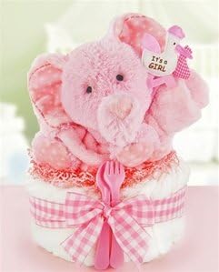 Gingham &amp; Giggles One Tier Diaper Cake-girl