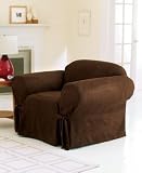 Soft Suede Chair Slipcover - Smoke Blue