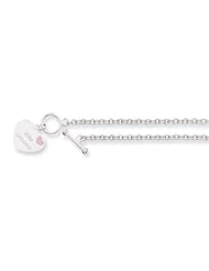 925 Silver Little Princess Pink Enamel Heart Necklace