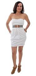 Junior Strapless Cotton/Polyester/Sateen/Spandex Belted Sleeveless  Dress