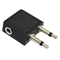 iTALKonline HIGH QUALITY Aircraft / Airplane / Airline Headphone Adaptor - Twin 3.5mm Mono Jack Plugs to 3.5mm Stereo Jack Socket - For use on most all major airlines