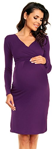 Zeta Ville Women's Pregnancy Maternity Casual Long Sleeve Jersey Dress 285c