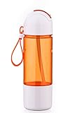 Bwiv 子供 学生用 Tritan BPAフリー軽量水筒 プラワンタッチボトル 直飲み スポーツボトル 350ML オレンジ