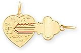 14K Yellow Gold Key To My Heart Charm Love Pendant New