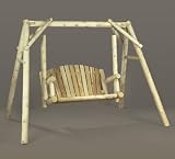 4 Rustic Piazza Natural Cedar Log-Style Outdoor Wooden Garden Swing