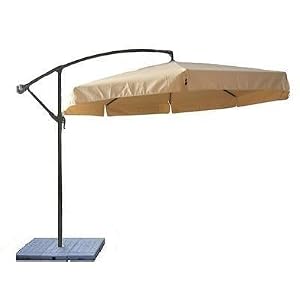 10 Foot Brown Cantilever Offset Umbrella with 2rd Generation Sand Base Patio Deck by 