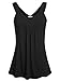 Ninedaily Women Sleeveless Comfy Tunic Top Pleated Front V Neck Tanks Vest