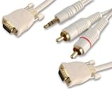 5m Gold SVGA and Jack to Phono Stereo audio cable kit for HDTV PC Laptop, Mac to TV monitor LCD Plasma Projector etc. Premium Quality 15 pin D-sub (Dsub) video and dolby pro logic interconnect.