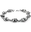 Stainless Steel Polished Bracelet with Skulls and Crowns - 8.5'' long