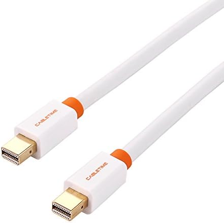 CABLETIME Mini DisplayPort Cable in White with Gold-Plated, |32 AWG|, 10 Feet(3M)
