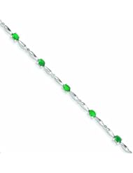 1.8 Carat 14K White Gold w/ Diamond and Emerald Gemstone Bracelet