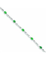 Genuine 14K White Gold White Gold With Diamond And Emerald Gemstone Bracelet 4 Grams Of Gold 100% Satisfaction Guaranteed.