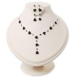 Delicate Y-Shape Black Rose Necklace & Drop Earring Set