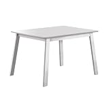 Solid Wood Dining Table with Beveled Edge Design in White Finish