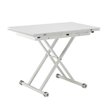 Table Basse Relevable et Extensible Logika Blanche Pieds Peints