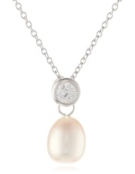 Bella Pearl Bezel Pearl Pendant Necklace, 17.6"