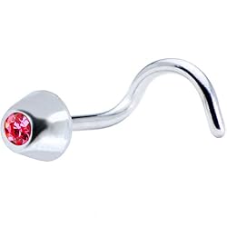Sterling Silver Pink Cone Nose Ring Made with SWAROVSKI ELEMENTS