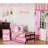 Pink and Green Girls Jungle Toddler Bedding 5 pc Set