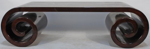 BK0088Y-Asian-Inspired Scroll Coffee Table, Contemporary, China, Elm (Yumu) , Asian Furniture: Asian