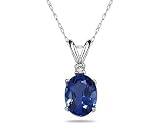 8X6mm Oval Sapphire and Diamond Stud Pendant in 14K White Gold