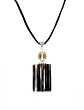 Necklace - N41 - Genuine Semi Precious Stone on Five-Strand Organza and Cotton Cord + 2" Extension Chain - Rectangular Shape ~ Black Striped Agate