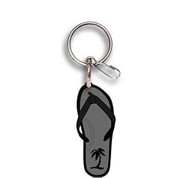 Black Palm Tree Flip Flop Plastisol Key Chain