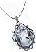 Retro Victorian Vintage Style Gray Cameo Lady Pendant Necklace -- 18" Gunmetal Black Chain