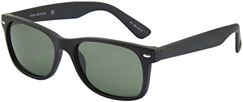 Apollos Vision® Unisex Vintage Style Matte Frame Green Lens Wayfarer 55mm UV400 Polarized Sunglasses