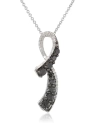 Sterling Silver Black and White Diamond Knot Pendant Necklace (3/4 cttw, I-J Color, I3 Clarity), 18"