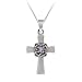 Sterling Silver Celtic Cross with Amethyst Center Pendant , 18"
