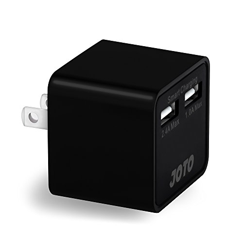 JOTO Dual Ports USB Wall Charger Power Adapter with Smart IC Intelligent High Speed Charging (17W/3.4A), Portable USB Travel Charger for Apple, Android and all other USB Powered Mobile Devices (2 Port USB Travel Charger) (Black)