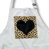 Janna Salak Designs Prints and Patterns - Punk Rockabilly Cheetah Animal Print Black Heart - Aprons