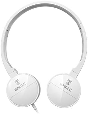 DIZZA Adjustable Lightweight Rotatable 3.5mm Stereo Wired On Ear Headphone Headset Earphone with Microphone and Line-Control Button Compatible with MP3/MP4, PC, Tabletop, Most Smartphones White