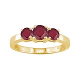 1/2 CT 3 Stone Ruby Ring 14K Yellow Gold (Available In Sizes 5 - 10)