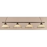 Any 4 Light Square Bar with 14" Honey and Brown Mission Tiffany Glass Finish: Bronze