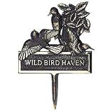 Solid Brass Wild Bird Haven Path Sign Plaque Garden