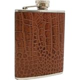 Bey-Berk Stainless Steel Crocodile Leather Flask - 6oz