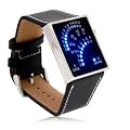Blue LED Display Watch - Curved Fan Display of Lights