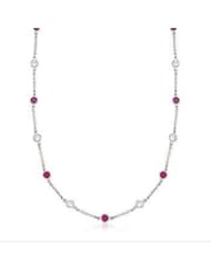 SYNTHETIC RUBY DIAMOND BY THE YARD NECKLACE-24"