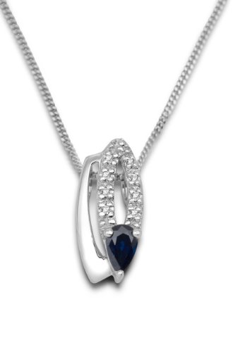 Miore Damen-Kette mit Anh&auml;nger 9 Karat Wei&szlig;gold Saphir Brillanten 45cm MT035N Preisvergleich