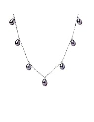 Blue Pearls - 7 dangling cultured Pearl Necklace - Black BPS 0203 Y