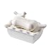 White Ceramic Soap Dish with Removable Tray and Bird
