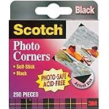 Photo Corners Self Adhesive, 250/Box: Black