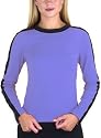 Crew Neck Long Sleeve Yoga Tee with Sporty Side Stripe